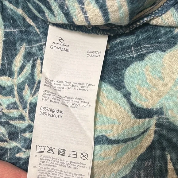 Rip Curl Tropical Leaf Print Spaghetti Strap Mini Dress - Picture 9 of 9